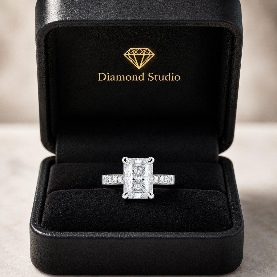 Federica 3.4 Carat Emerald Cut 4 Prong Engagement Ring