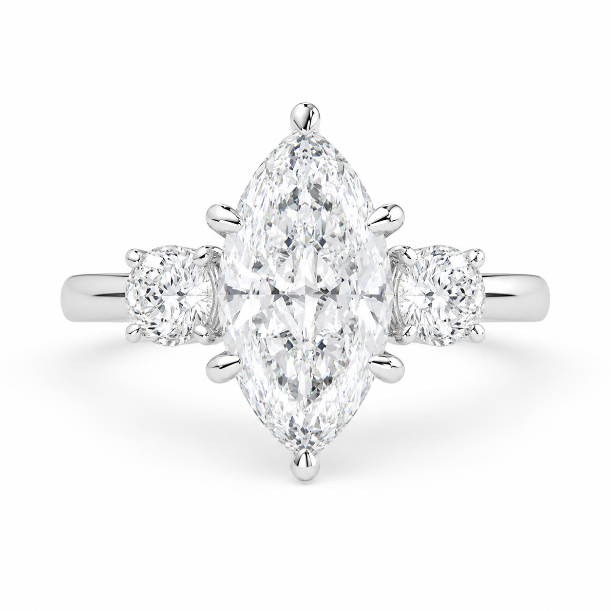 Hana 2.2 Carat Marquise Cut 3 Stone Engagement Ring