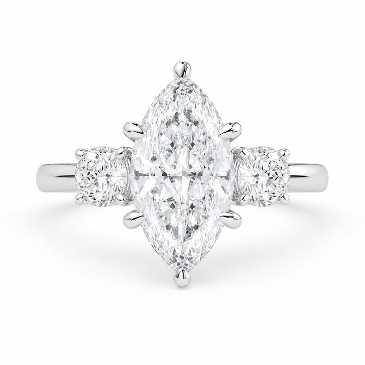 Hana 2.2 Carat Marquise Cut 3 Stone Engagement Ring