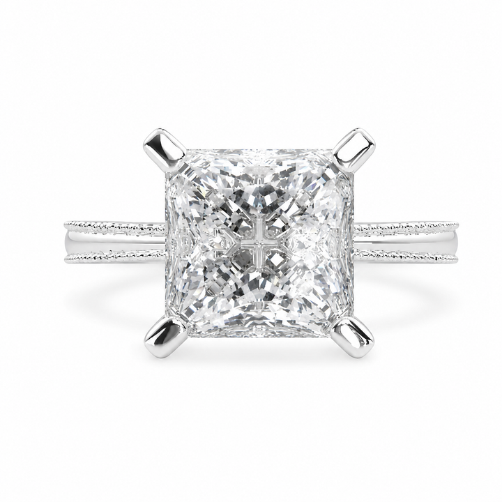 VS1 D Lab Grown Diamond Solitaire Princess Ring