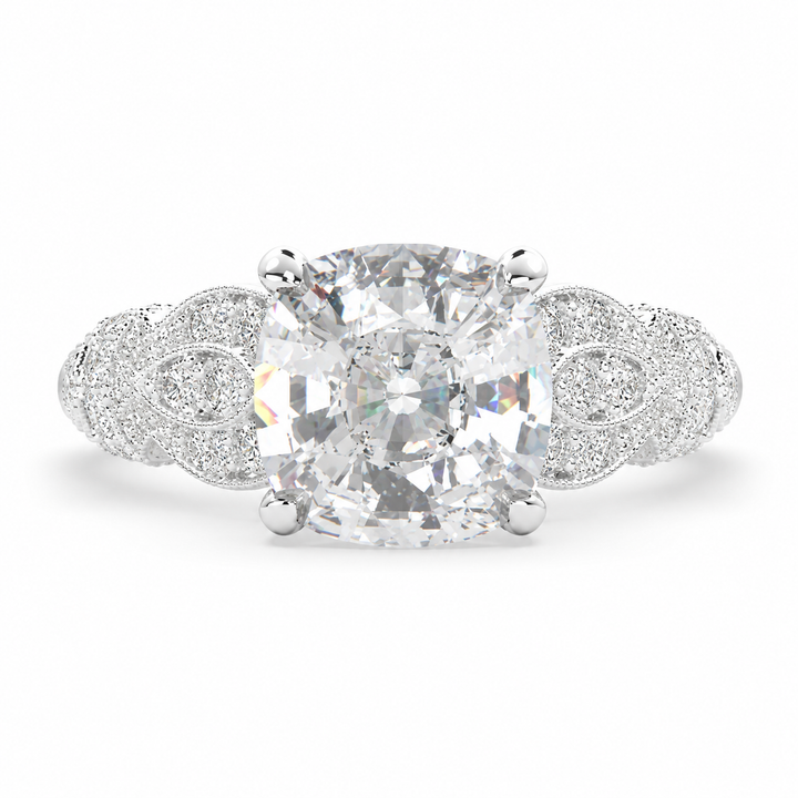 Nadia 1.15 Carat Cushion Cut Pave Milgrain Engagement Ring