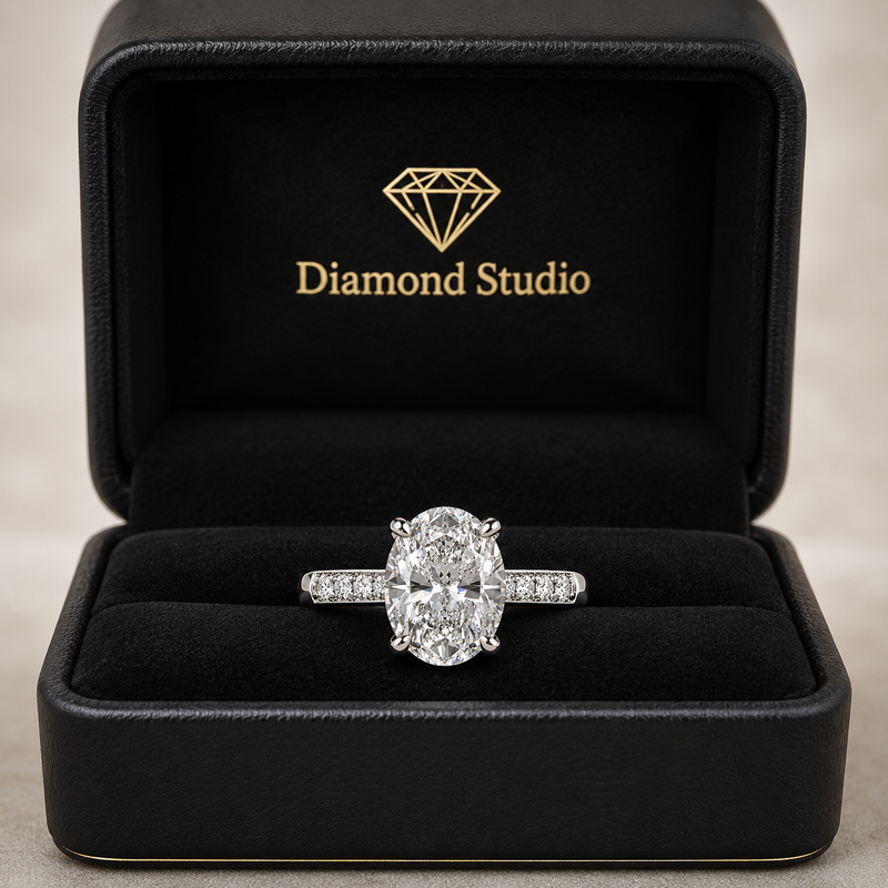 Federica 4.4 Carat Oval Cut 4 Prong Engagement Ring