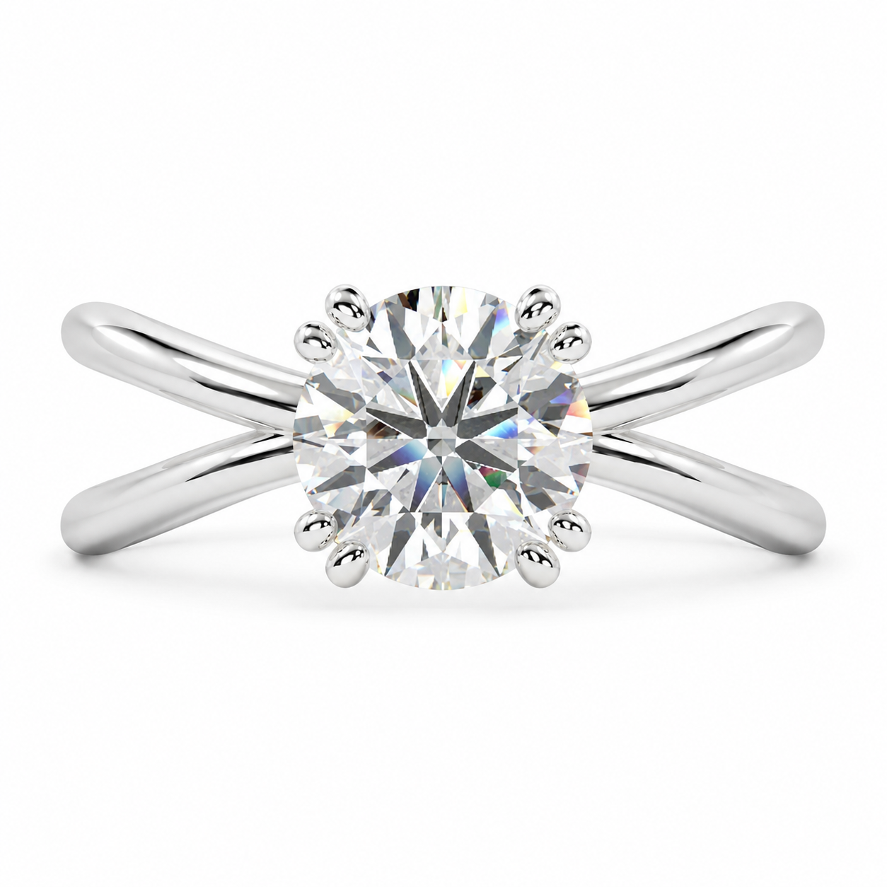 Tatiana 1 Carat Round Cut Solitaire Split Shank Engagement Ring