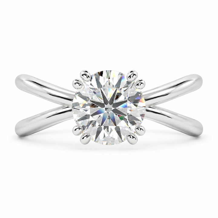 Tatiana 1 Carat Round Cut Solitaire Split Shank Engagement Ring
