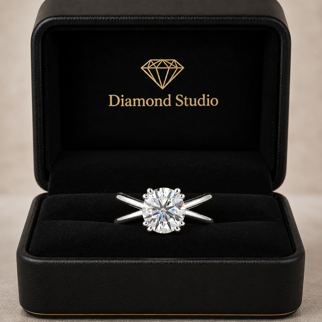 Tatiana 1 Carat Round Cut Solitaire Split Shank Engagement Ring