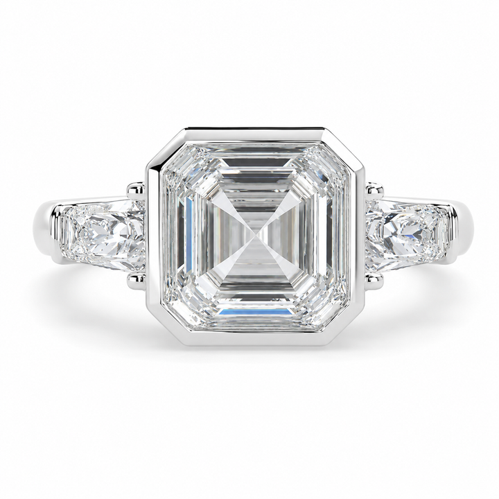 VS1 D Lab Grown Diamond Trilogy Emerald Ring