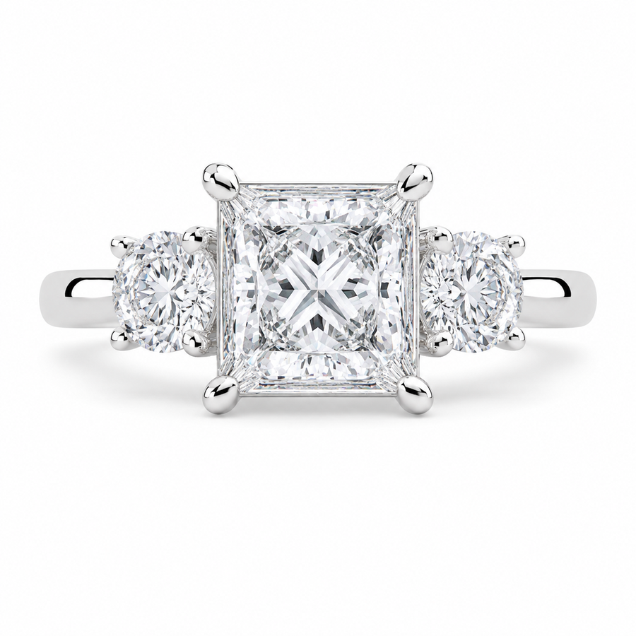 Hana 3.2 Carat Princess Cut 3 Stone Engagement Ring
