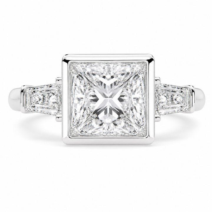 VS1 D Lab Grown Diamond Trilogy Princess Ring