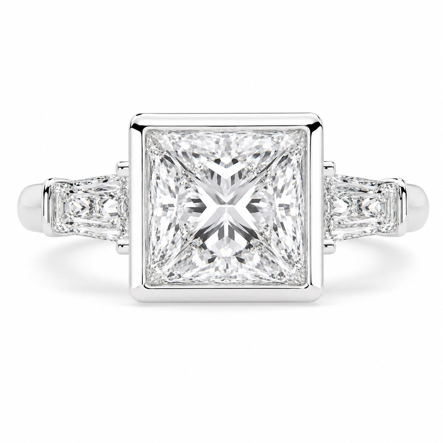 Emilia 1.5 Carat Princess Cut Trilogy 3 Stone Engagement Ring