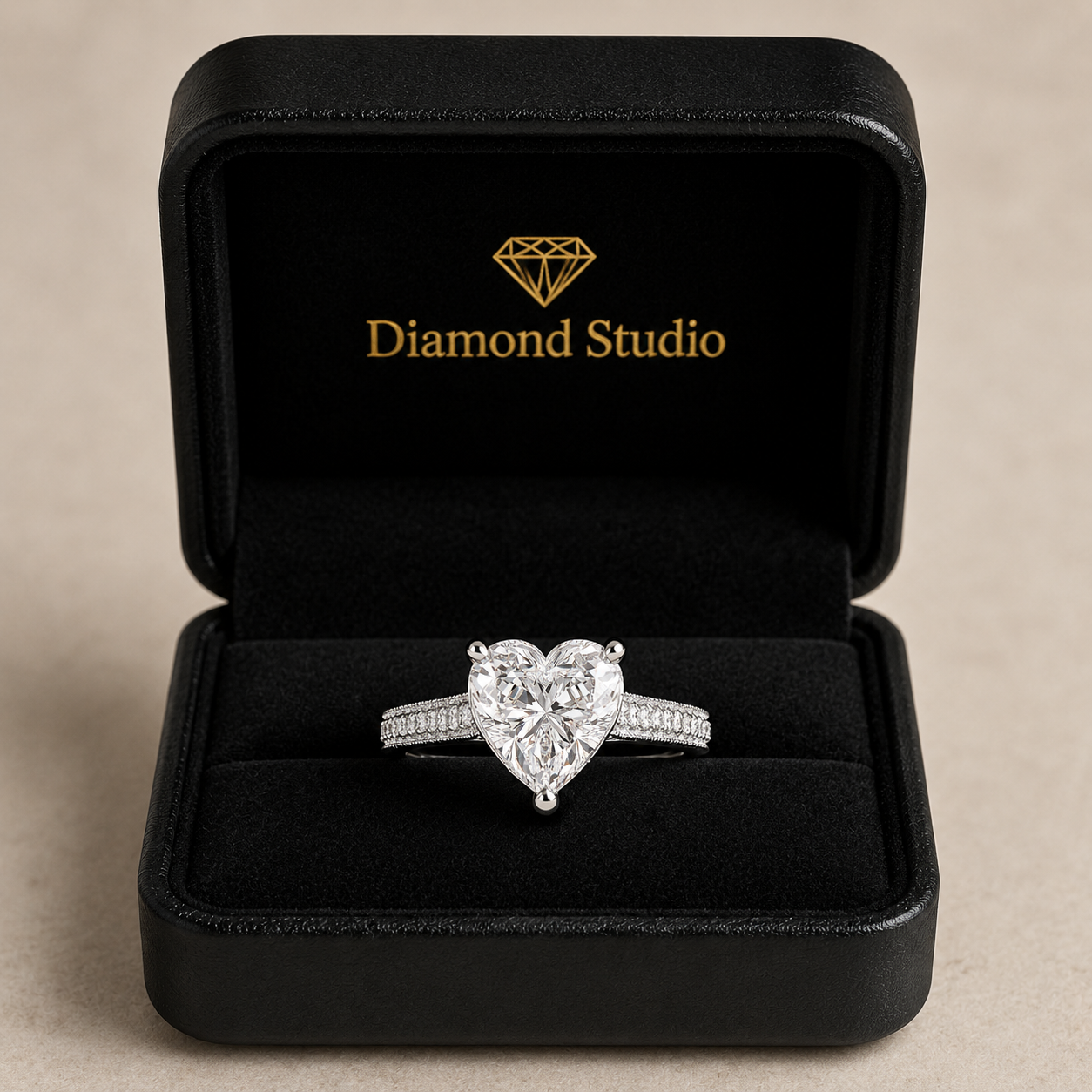 Martina 2.75 Carat Heart Cut Pave Engagement Ring