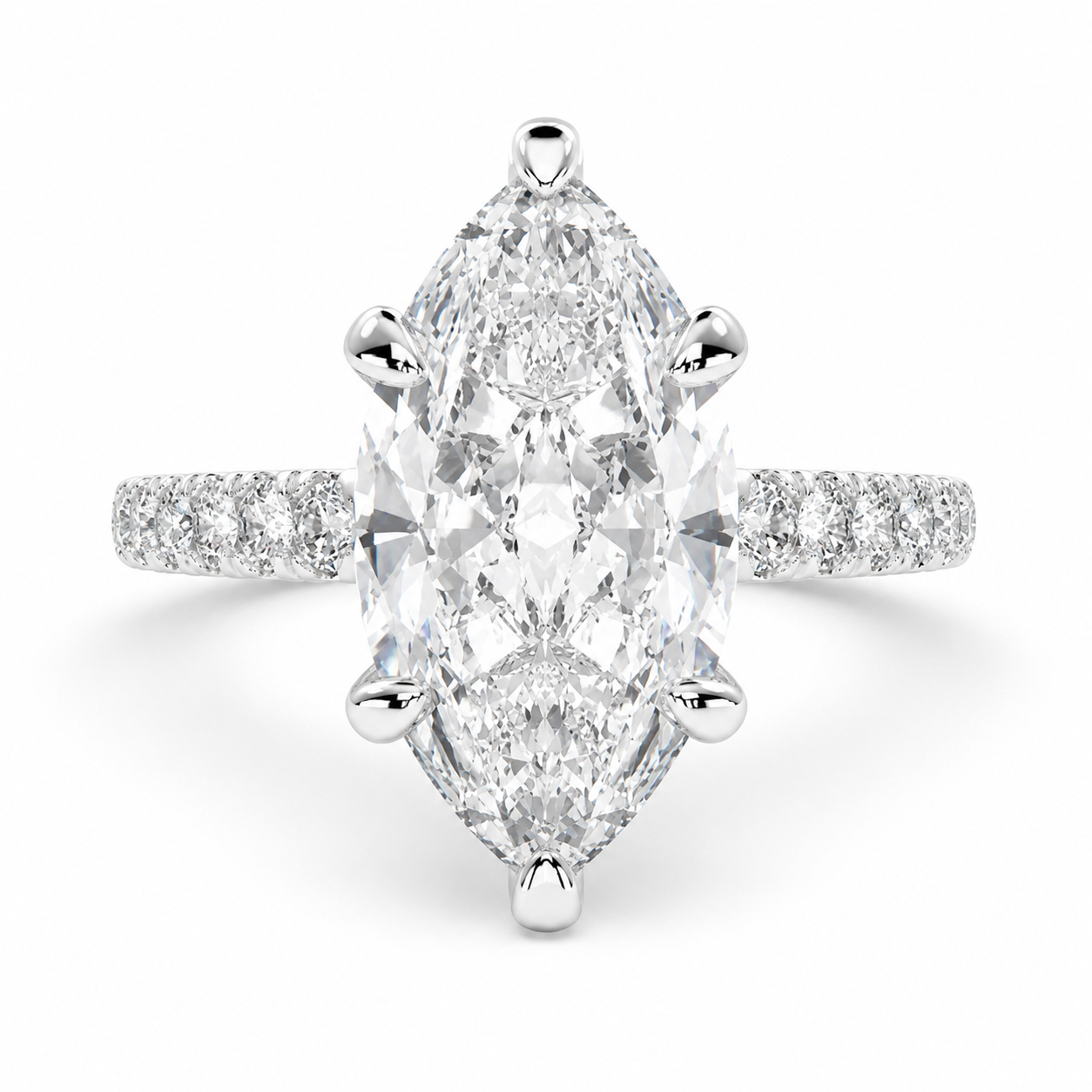 Karina 3.3 Carat Marquise Cut Pave 6 Prong Engagement Ring