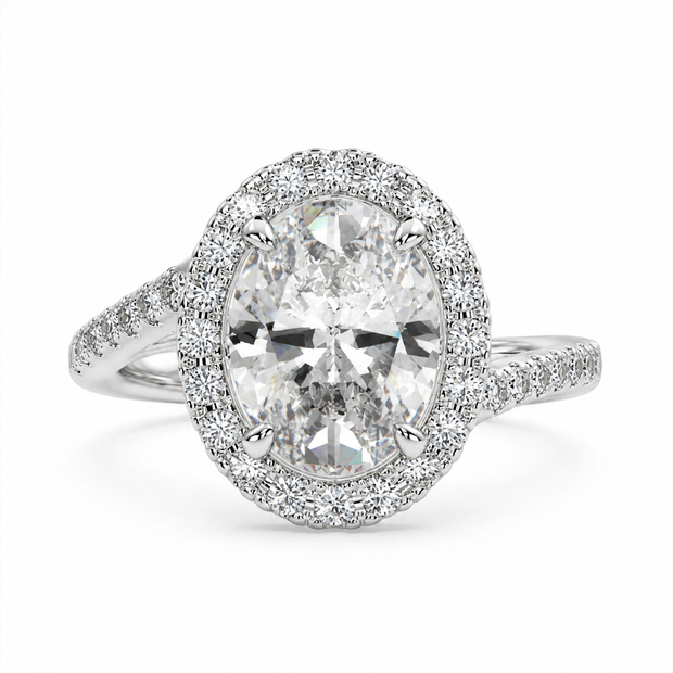 Paloma 3.35 Carat Oval Cut Pave Halo Engagement Ring