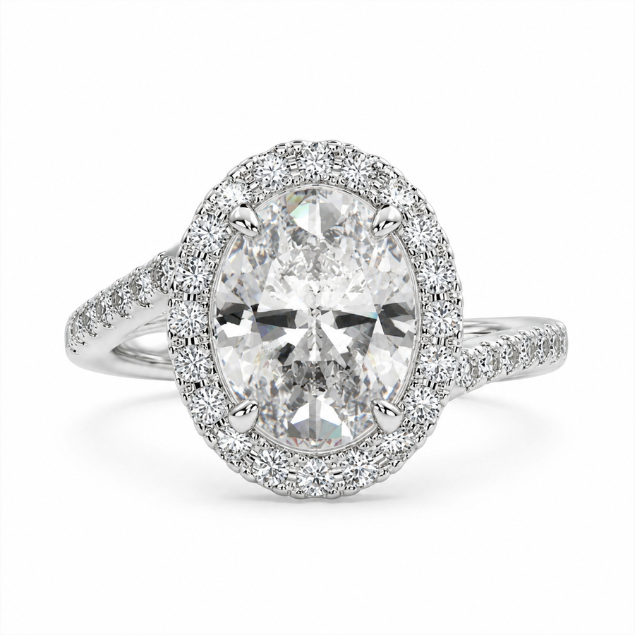 Paloma 2.35 Carat Oval Cut Pave Halo Engagement Ring