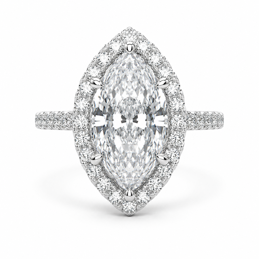 Bianca 1.5 Carat Marquise Cut Halo Pave Engagement Ring