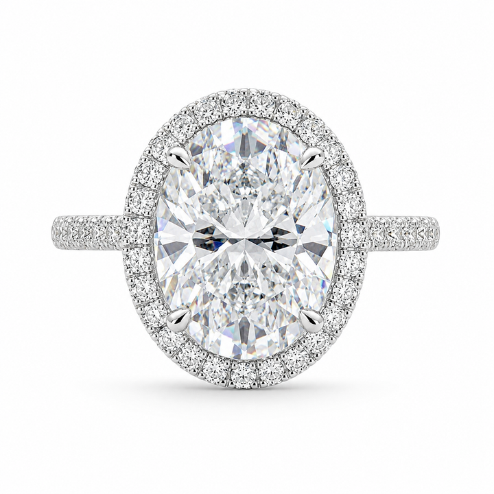 Isadora 1.4 Carat Oval Cut Halo Pave Engagement Ring