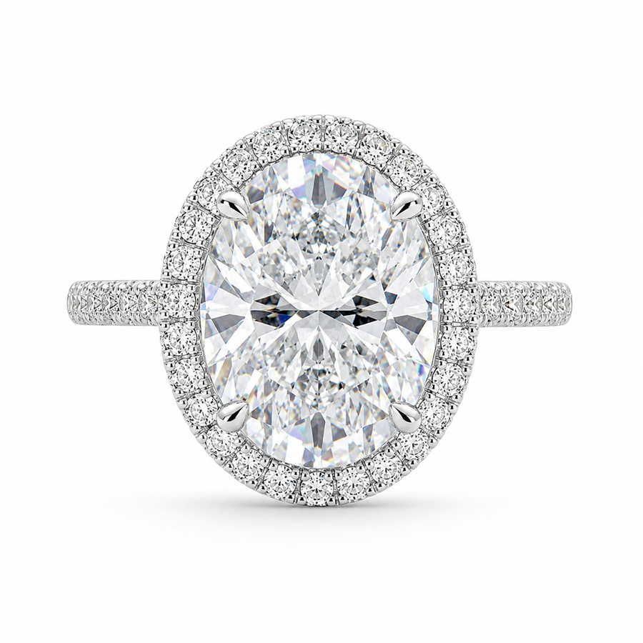 Bianca 3.5 Carat Oval Cut Halo Pave Engagement Ring