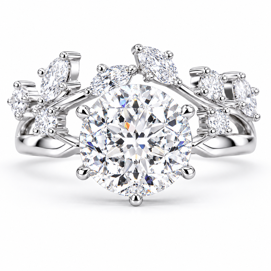 3.00 CT Portuguese Cut Lab-Grown Diamond 2PCS Bridal Set in 14K White Gold – Matching Wedding Band Anniversary Design