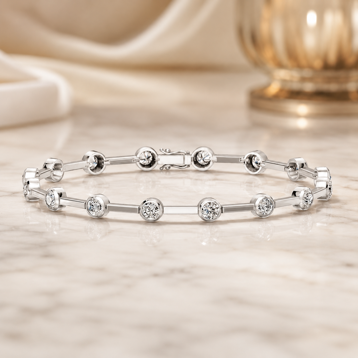 2.99 Carat Round Cut Diamond Bangle Bracelet VS1 D F White Gold 14k