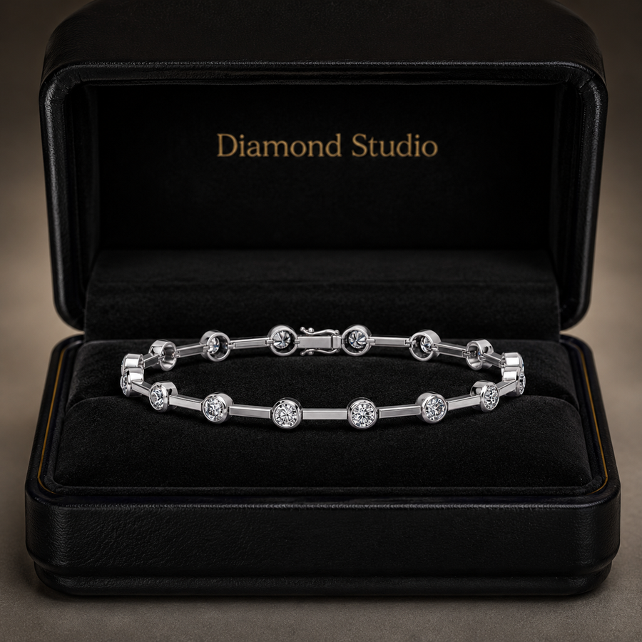 2.99 Carat Round Cut Diamond Bangle Bracelet VS1 D F White Gold 14k