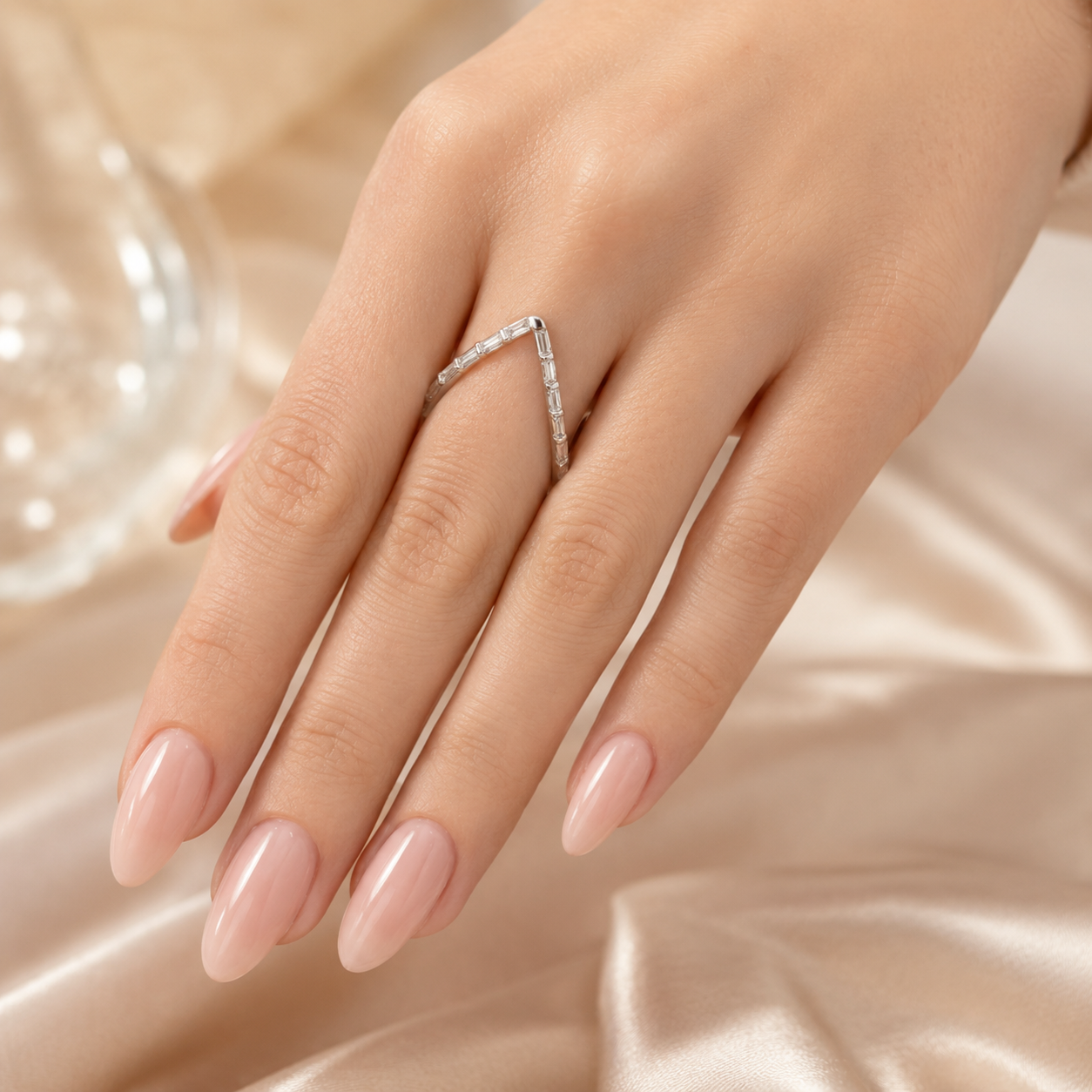 1.00 CT Lab-Grown Diamond Chevron Fashion Ring in 14K White Gold (D–F / VS1–VS2)
