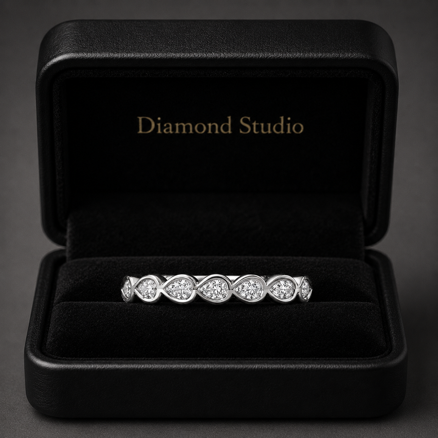 1.00 CT Lab-Grown Diamond Half Eternity Ring in 14K White Gold (D–F / VS1–VS2)
