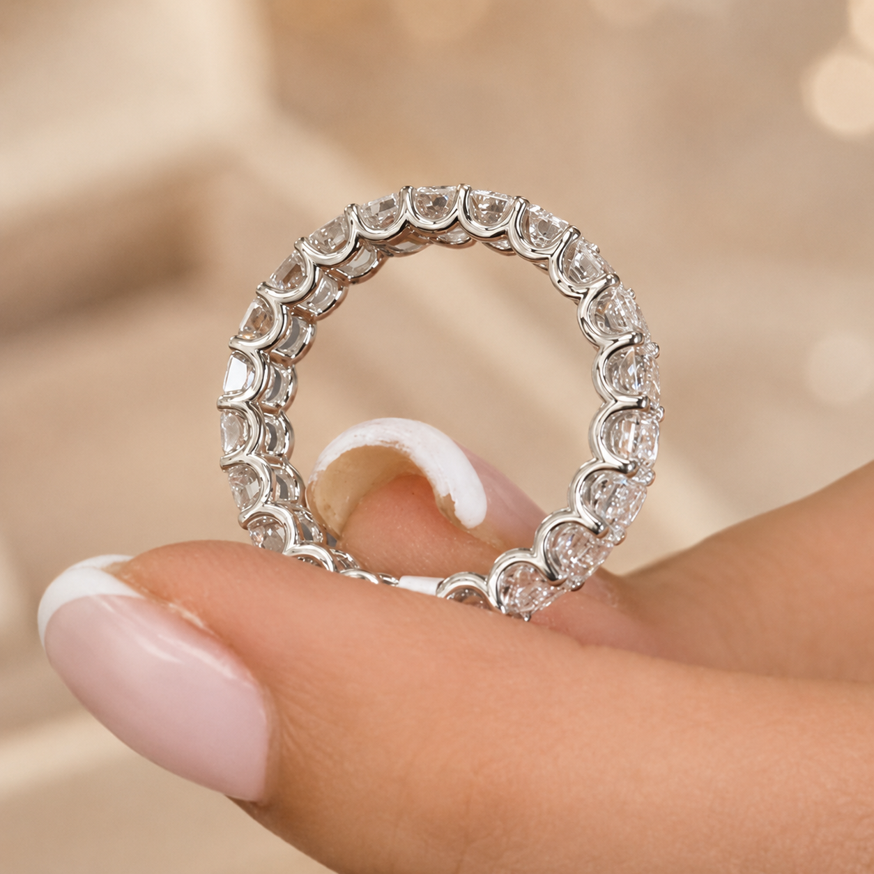 4.06 CT Lab-Grown Diamond Eternity Ring in 14K White Gold (D–F / VS1–VS2)