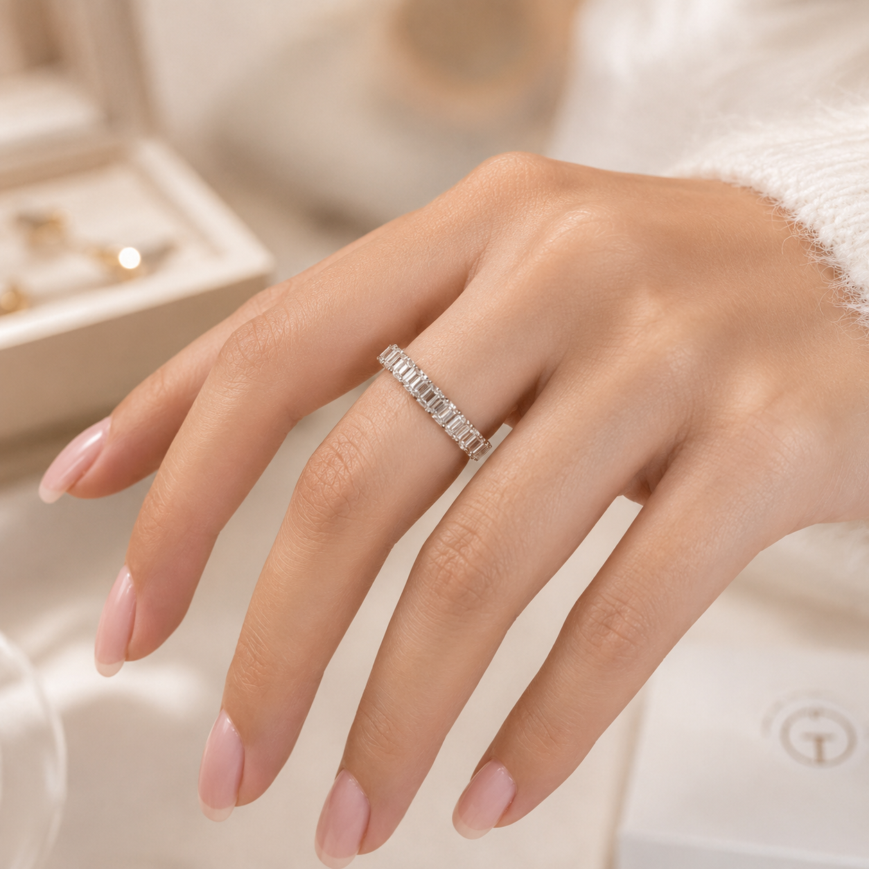 4.06 CT Lab-Grown Diamond Eternity Ring in 14K White Gold (D–F / VS1–VS2)