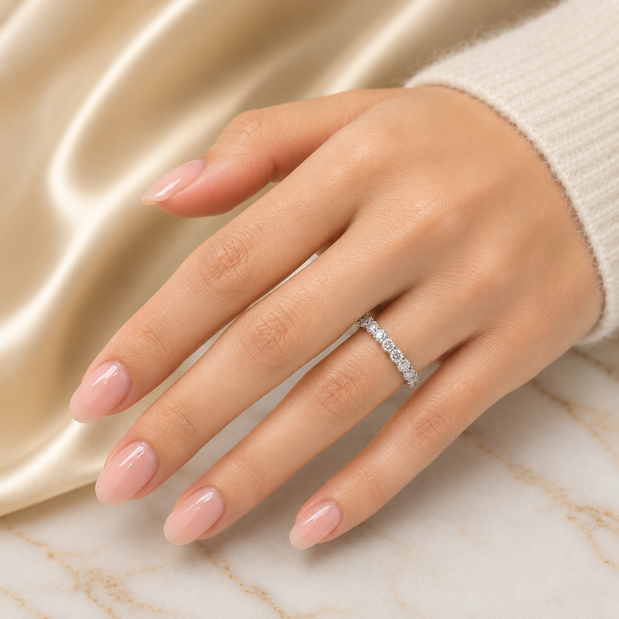 4.12 CT Lab-Grown Diamond Eternity Ring in 14K White Gold (D–F / VS1–VS2)
