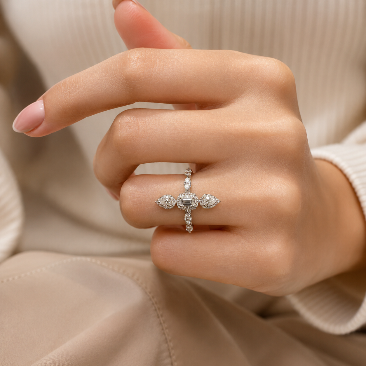 1.30 CT Lab-Grown Diamond Band Ring in 14K White Gold (D–F / VS1–VS2)