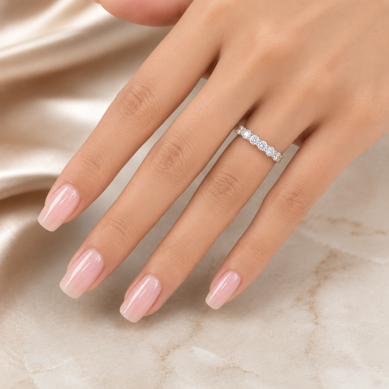 2.20 CT Lab-Grown Diamond Band Ring in 14K White Gold (D–F / VS1–VS2)