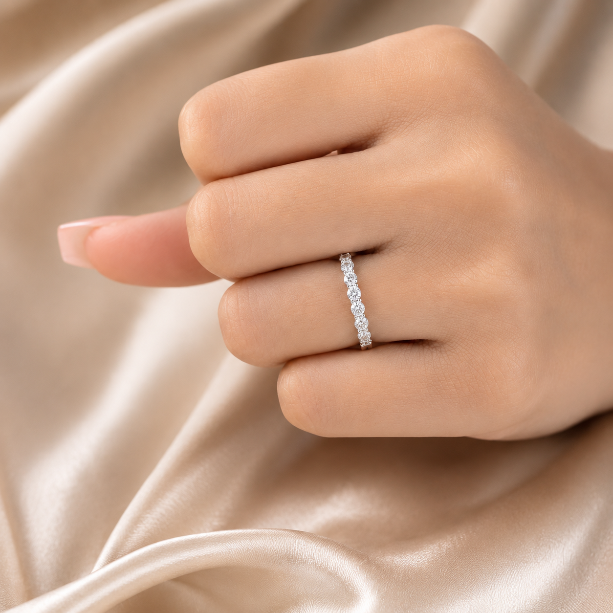2.20 CT Lab-Grown Diamond Band Ring in 14K White Gold (D–F / VS1–VS2)