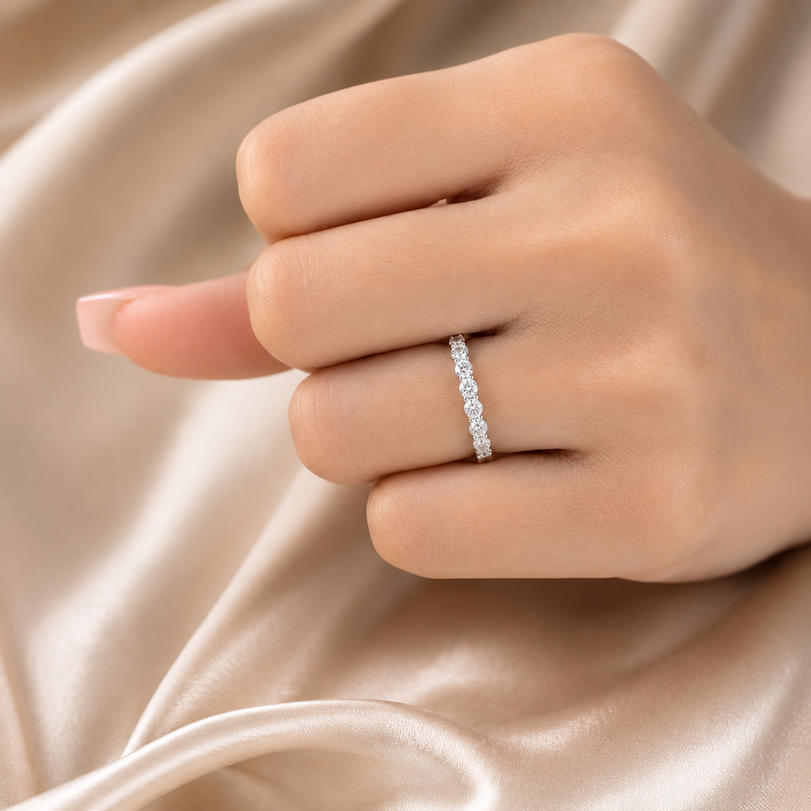 2.20 CT Lab-Grown Diamond Band Ring in 14K White Gold (D–F / VS1–VS2)