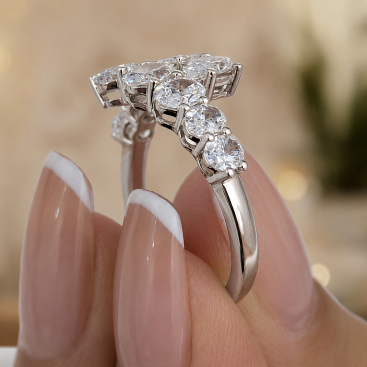 1.90 CT Lab-Grown Diamond Fashion Ring in 14K White Gold (D–F / VS1–VS2)