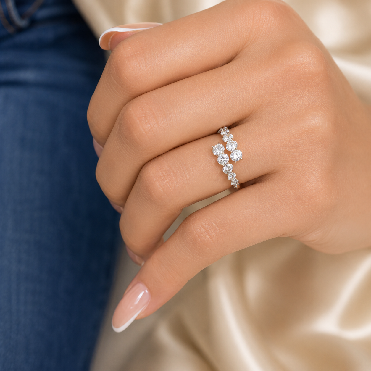 1.90 CT Lab-Grown Diamond Fashion Ring in 14K White Gold (D–F / VS1–VS2)