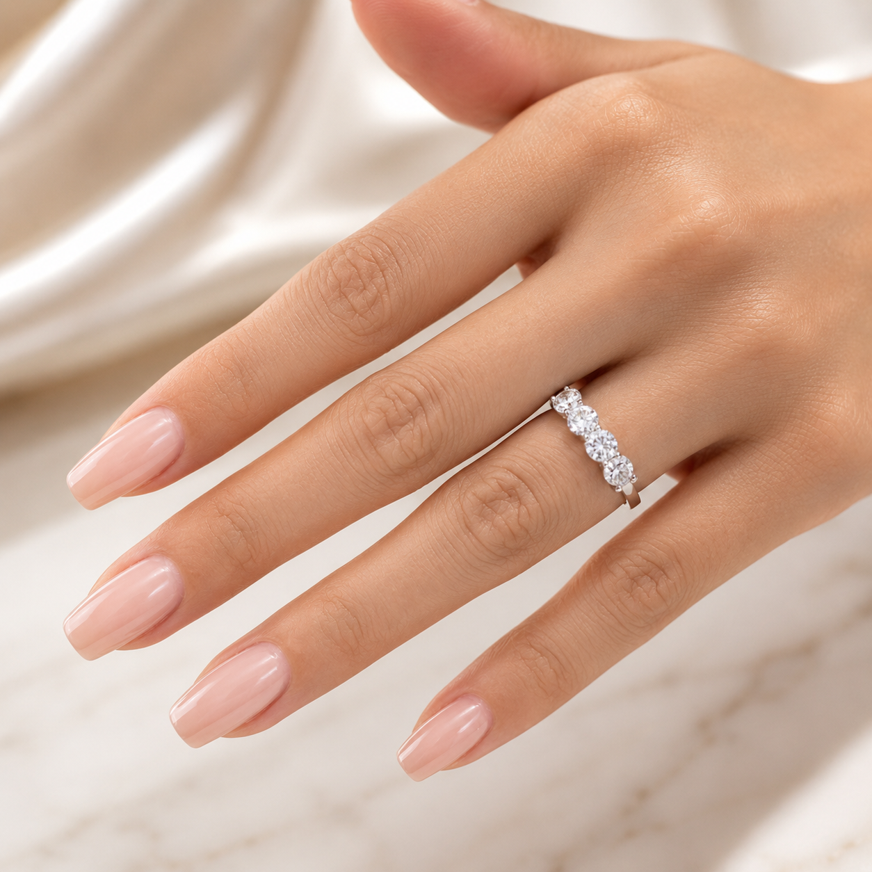 3.50 CT Lab-Grown Diamond Fashion Ring in 14K White Gold (D–F / VS1–VS2)