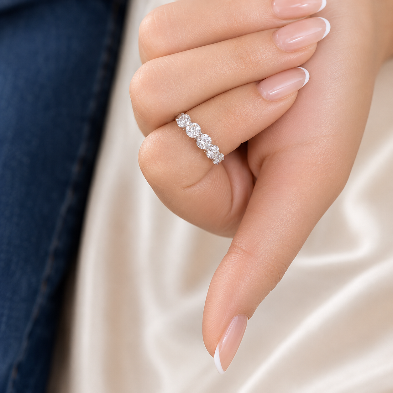 3.50 CT Lab-Grown Diamond Fashion Ring in 14K White Gold (D–F / VS1–VS2)