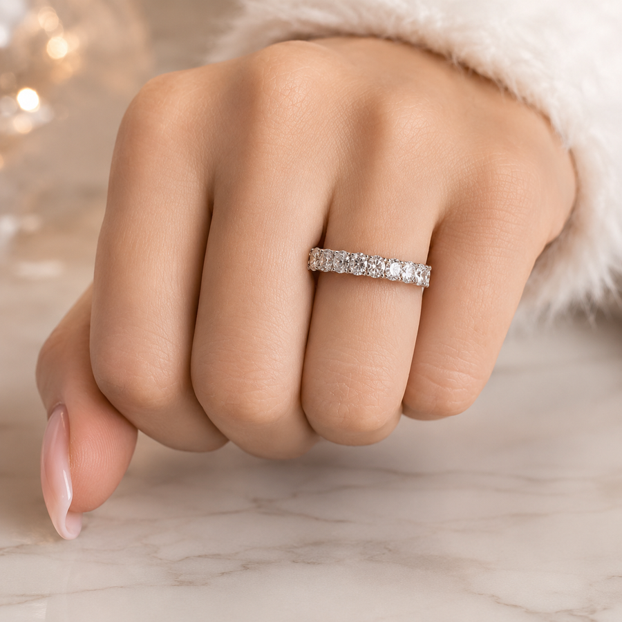 3.88 CT Lab-Grown Diamond Eternity Ring in 14K White Gold (D–F / VS1–VS2)