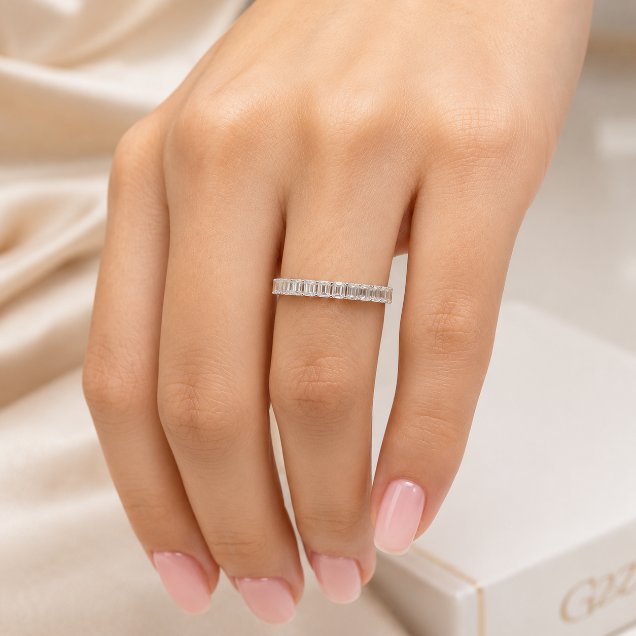 1.61 CT Lab-Grown Diamond Half Eternity Band in 14K White Gold (D–F / VS1–VS2)