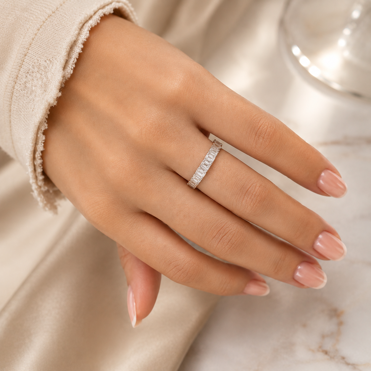 2.16 CT Lab-Grown Diamond Eternity Ring in 14K White Gold (D–F / VS1–VS2)