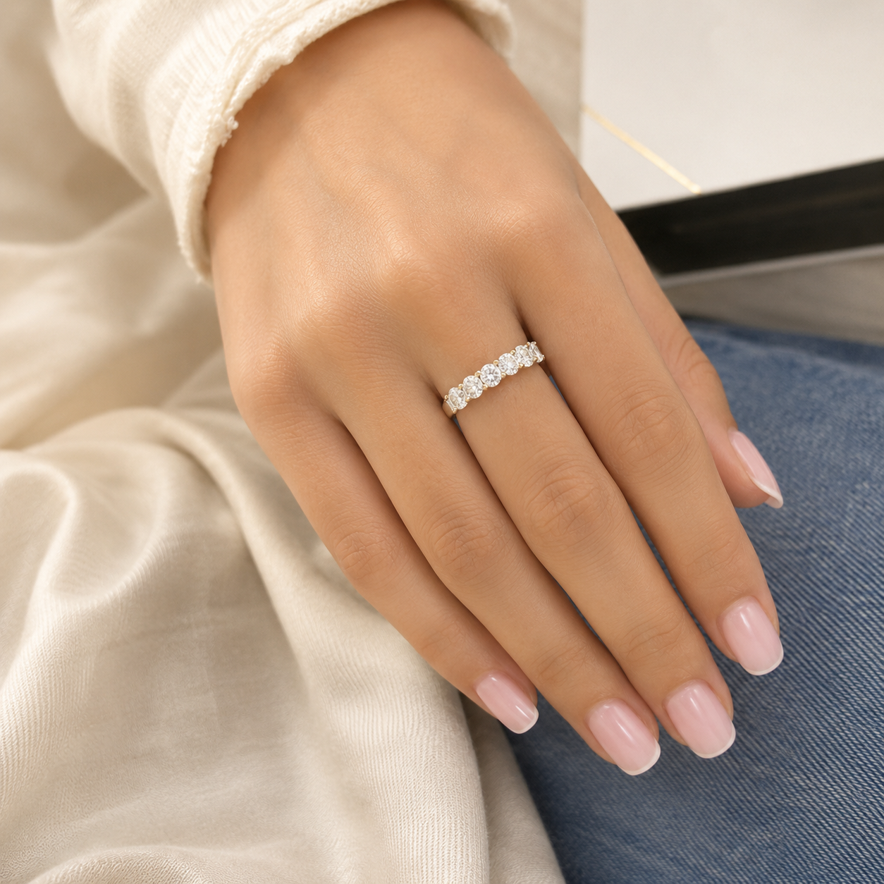 1.14 CT Lab-Grown Diamond Stackable Ring in 14K White Gold (D–F / VS1–VS2)