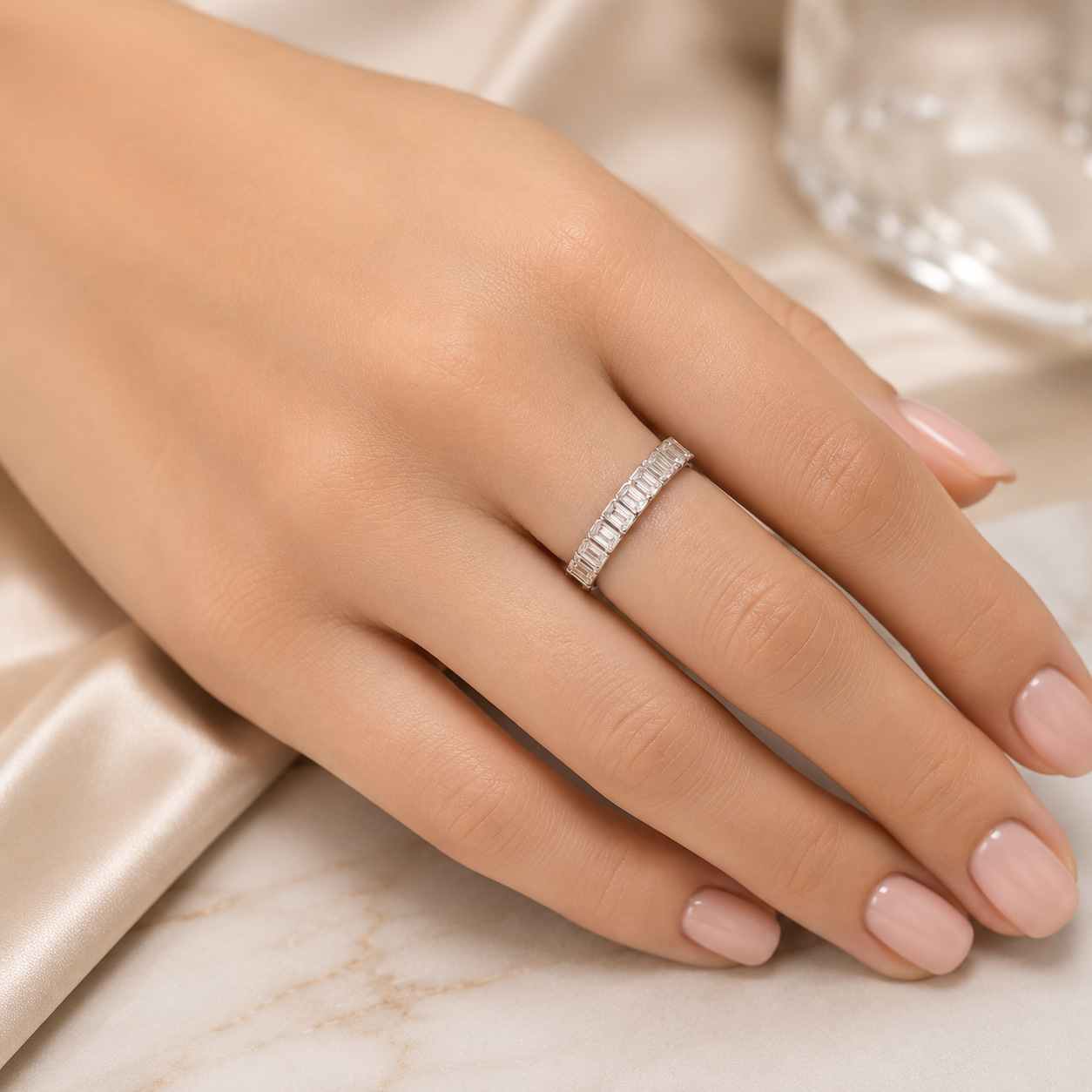 2.16 CT Lab-Grown Diamond Eternity Ring in 14K White Gold (D–F / VS1–VS2)