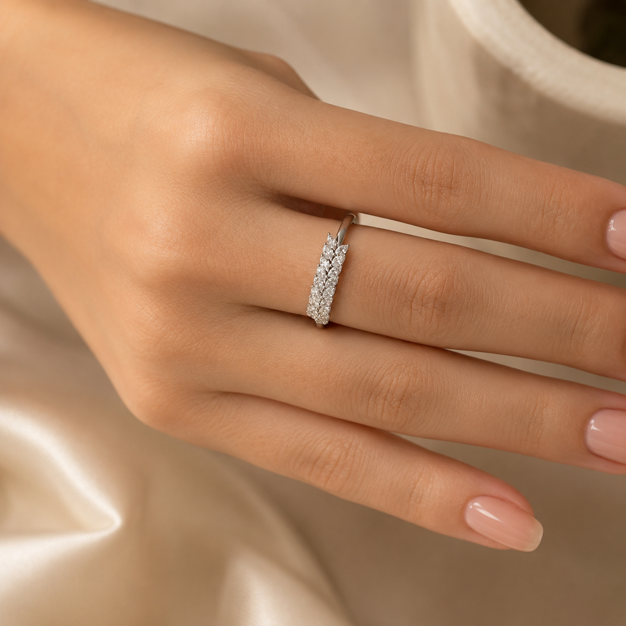 1.00 CT Lab-Grown Diamond Half Eternity Ring in 14K Yellow Gold (D–F / VS1–VS2)