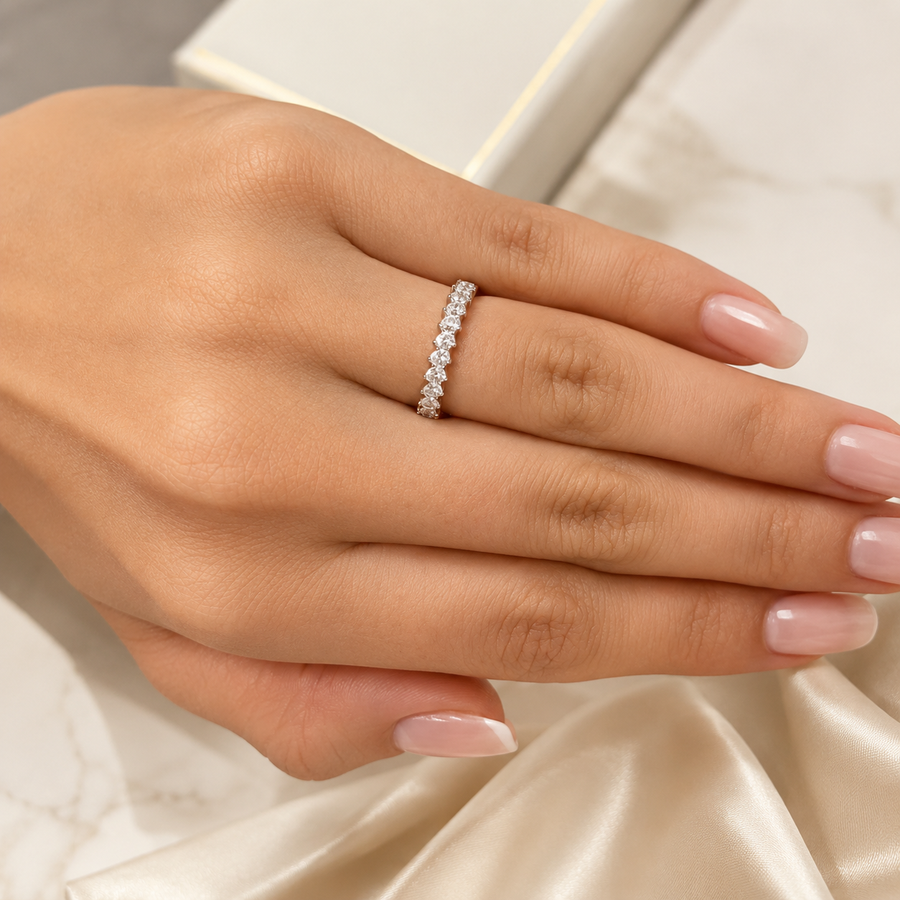1.00 CT Lab-Grown Diamond Stackable Ring in 14K White Gold (D–F / VS1–VS2)