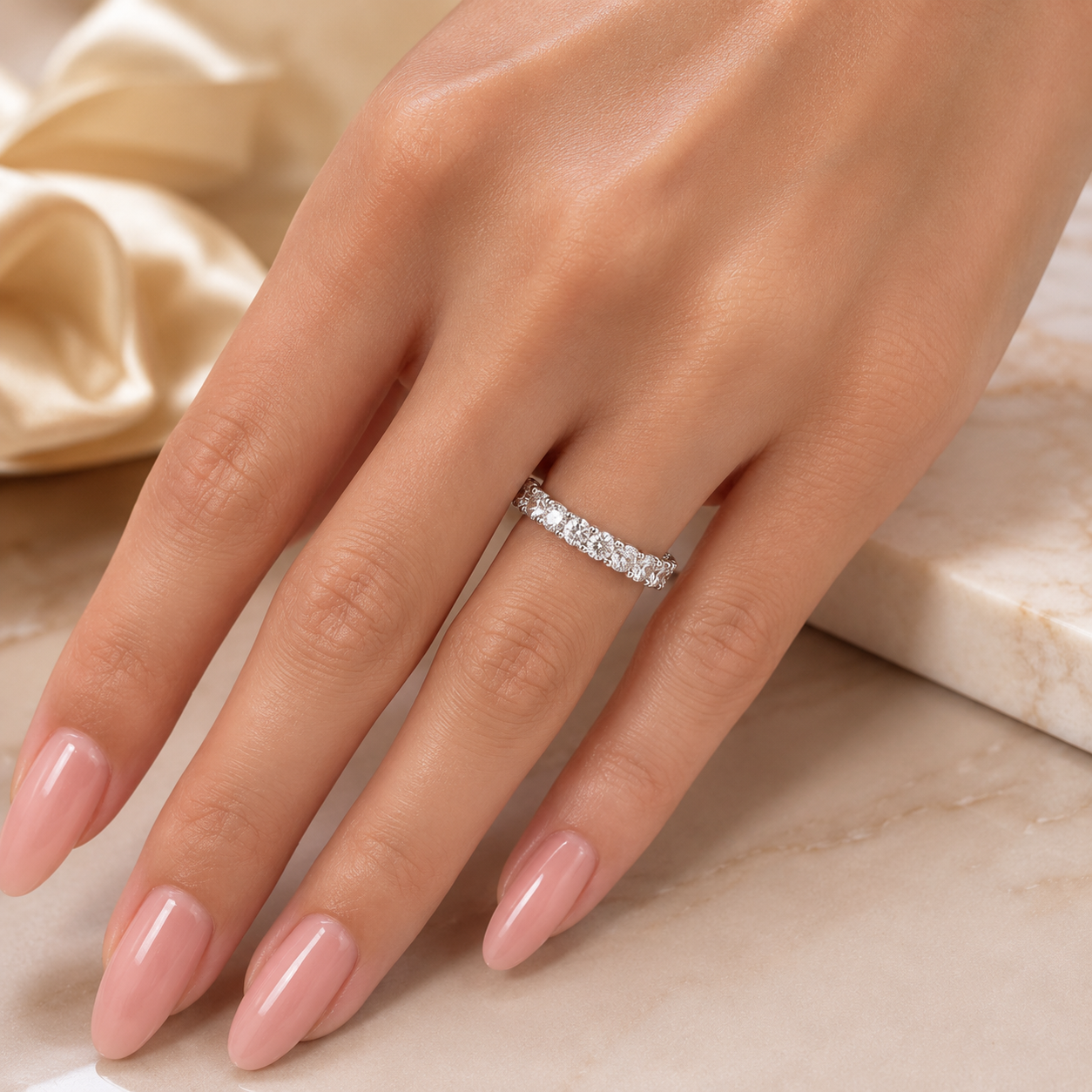 1.73 CT Lab-Grown Diamond Eternity Ring in 14K White Gold (D–F / VS1–VS2)