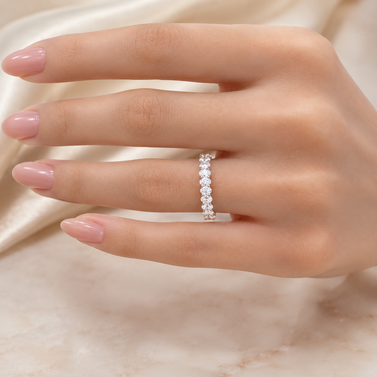 1.73 CT Lab-Grown Diamond Eternity Ring in 14K White Gold (D–F / VS1–VS2)