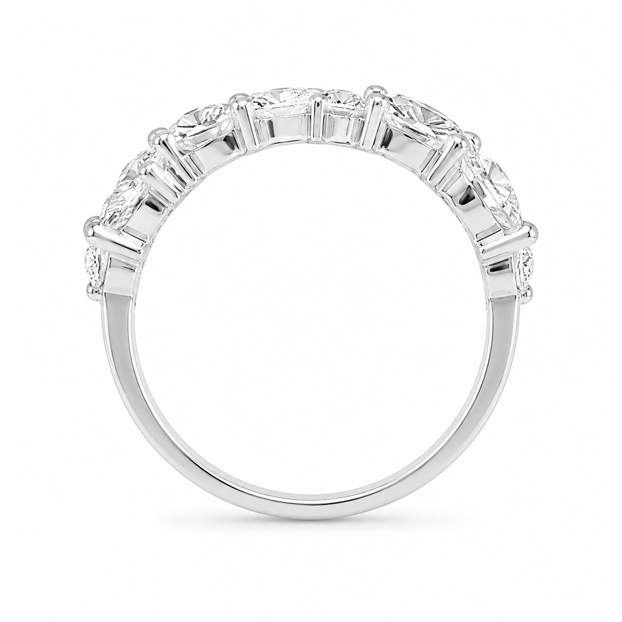 1.41 CT Lab-Grown Diamond Half Eternity Band in 14K White Gold (D–F / VS1–VS2)