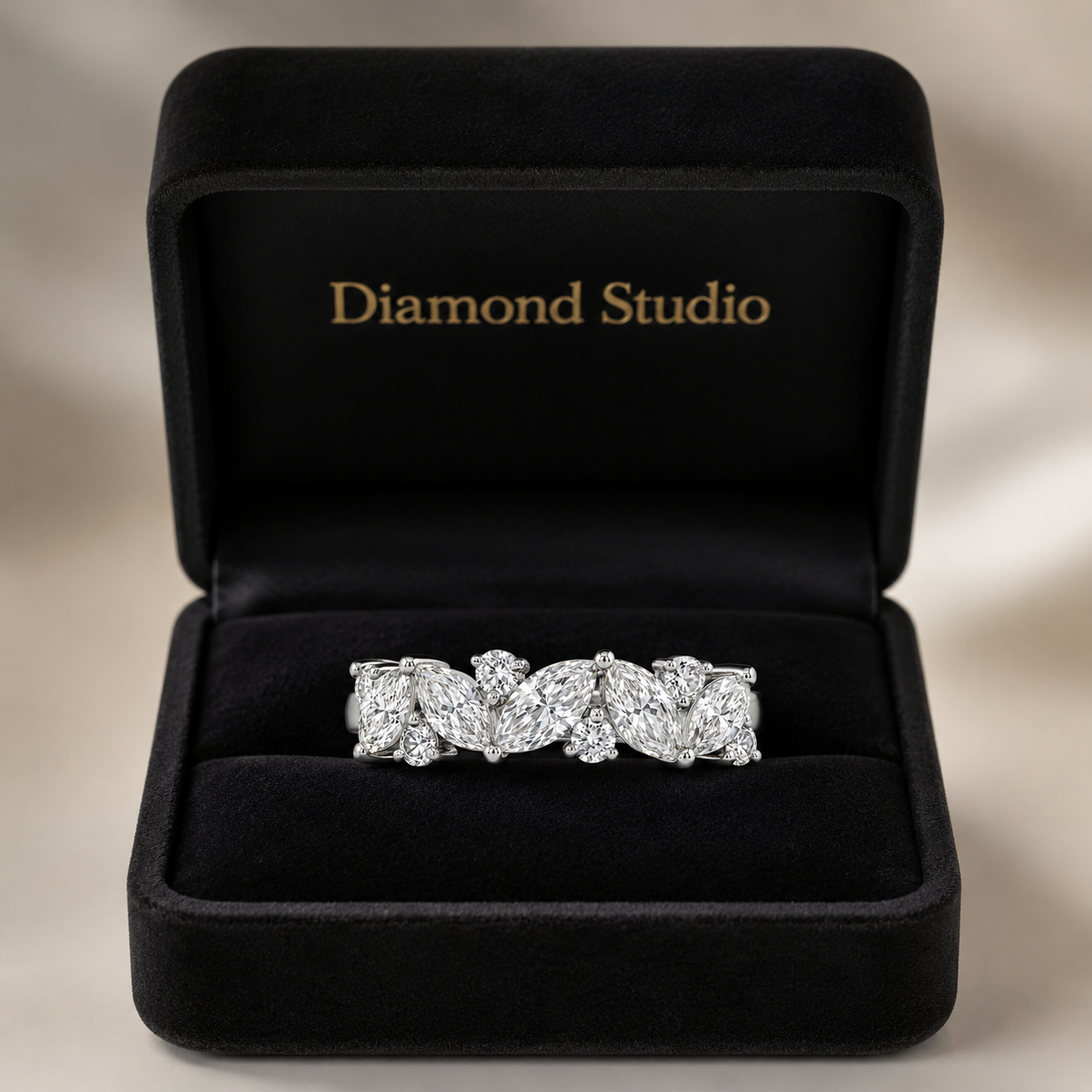 1.41 CT Lab-Grown Diamond Half Eternity Band in 14K White Gold (D–F / VS1–VS2)