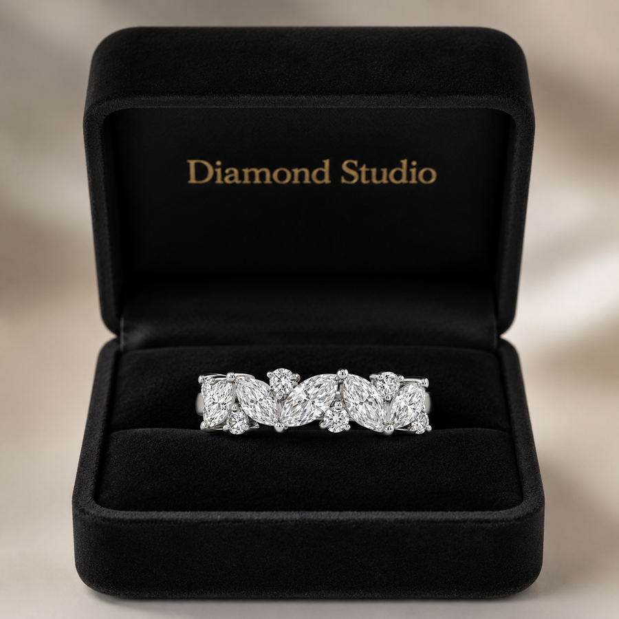 1.41 CT Lab-Grown Diamond Half Eternity Band in 14K White Gold (D–F / VS1–VS2)