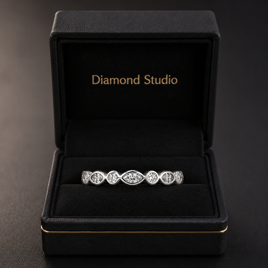 1.00 CT Lab-Grown Diamond Half Eternity Band in 14K White Gold (D–F / VS1–VS2)