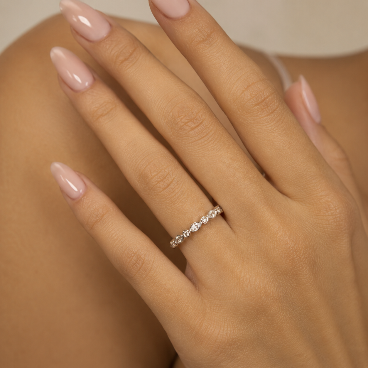 1.00 CT Lab-Grown Diamond Half Eternity Band in 14K White Gold (D–F / VS1–VS2)